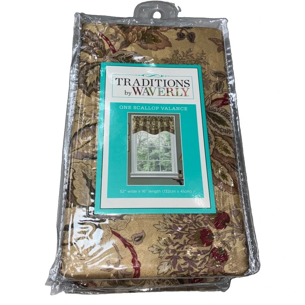2X Traditions by Waverly Navarra Antique Scallop Valance Rod Pocket 52